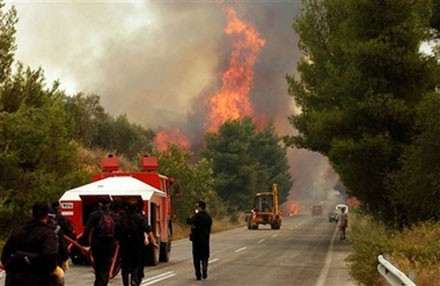 Крупный лесной пожар возник на полуострове Пелопоннес в Греции